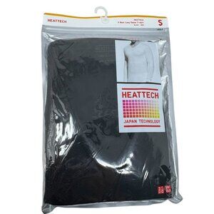UNIQLO Mens Heattech v-Neck Long Sleeve T-shirt black size Small heat tech NWT